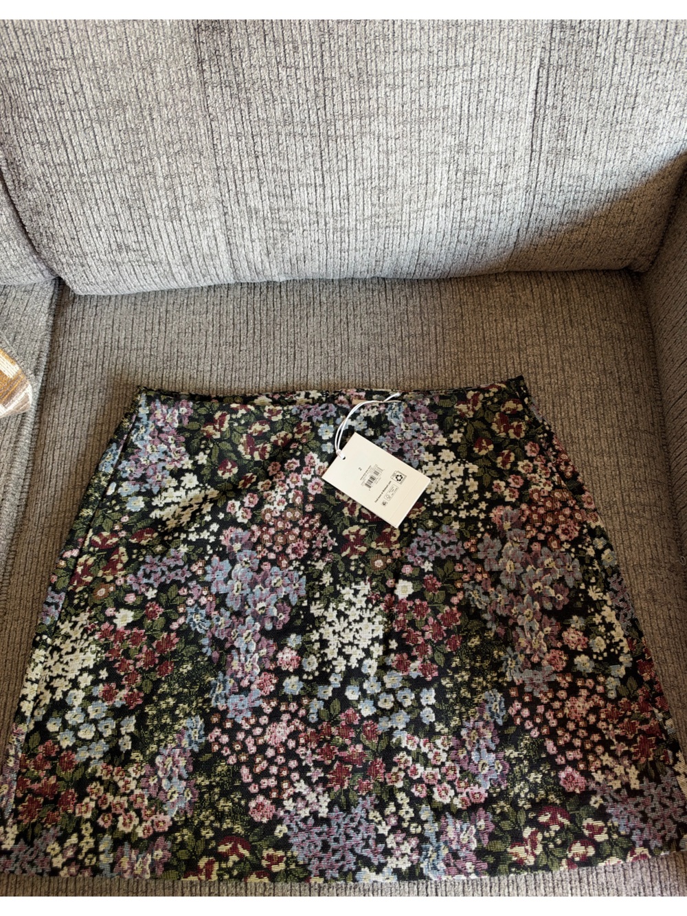Floral Jacquard Midi Skirt in Black with Multi-Color Blooms
